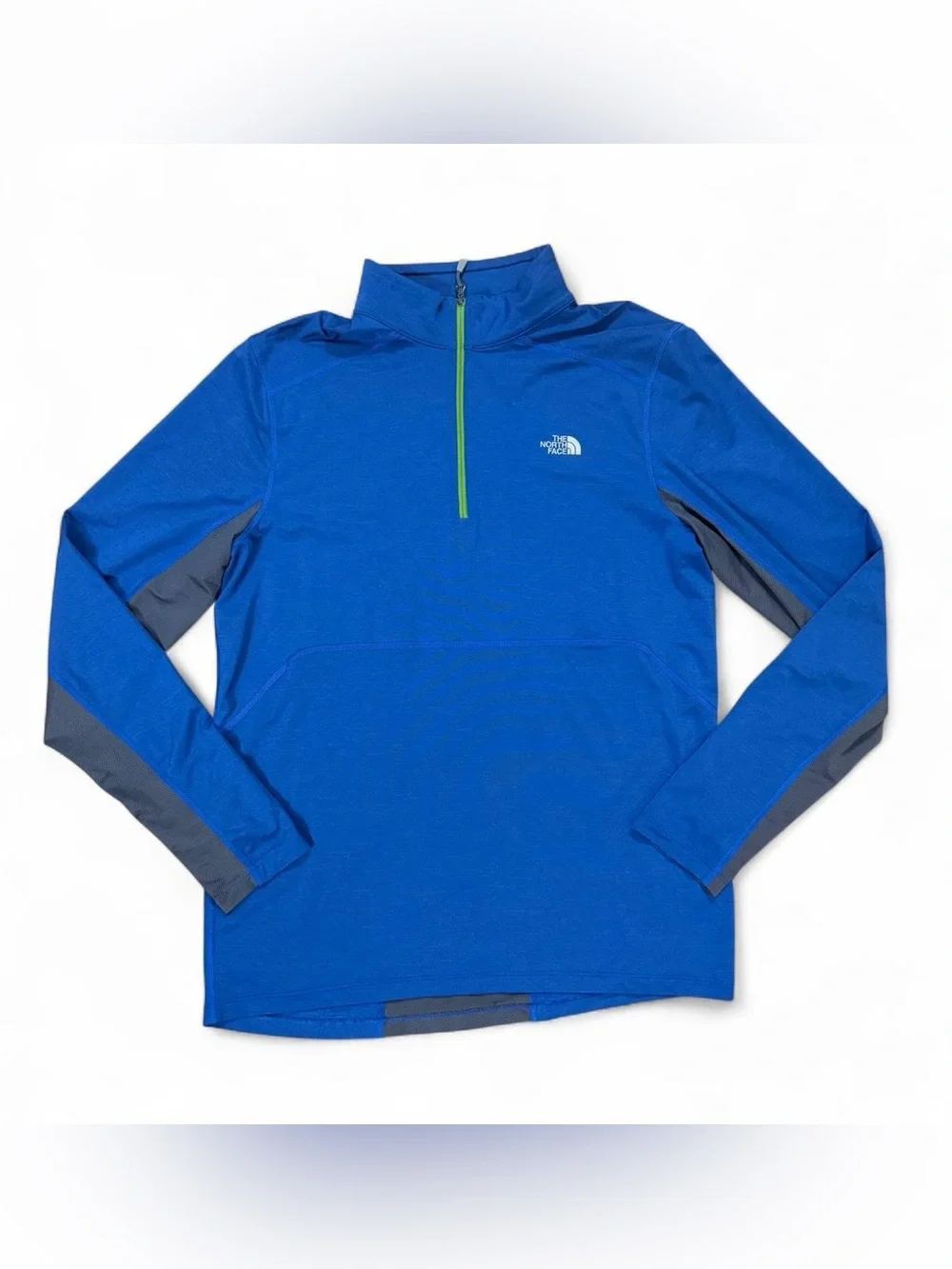 The North Face Blue Lightweight Quarter Zip Pullover Gray Sleeve Panels Men’s M